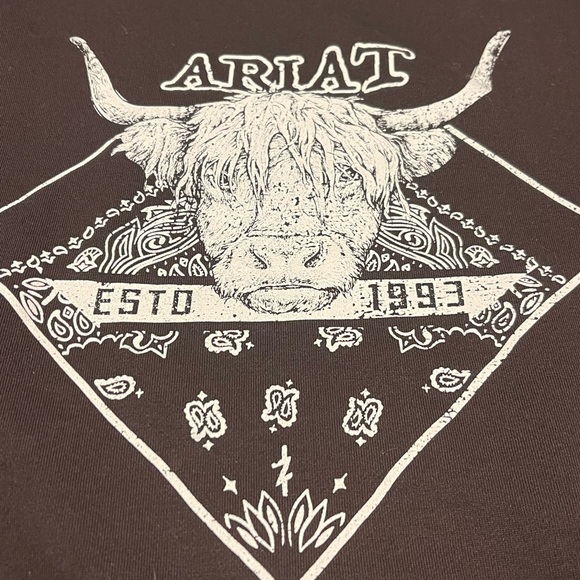 Ariat Women’s Taurus Oversized Crew Sweatshirt Western Highland Cow Sz L - Picture 5 of 11